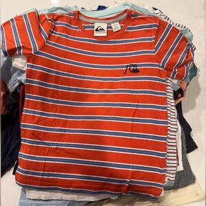 Quiksilver Kids' Orange and Blue Striped Tee